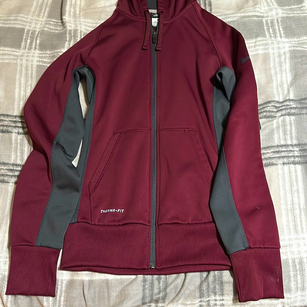 Maroon and Gray full zip Nike jacket